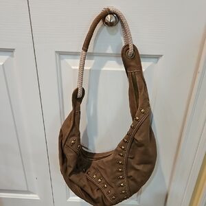 Studded Tan Hobo Bag